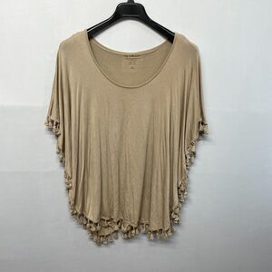 NWT Chico's Women Poncho Blouse Top Shirt Size 2 Beige Rayon Blend B361 -28